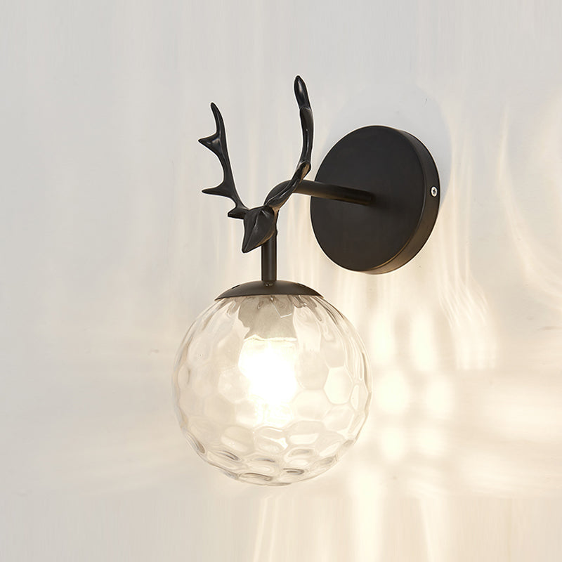 1 Light Spherical Wall Sconce Modern Style Glass Wall Lighting for Bedroom