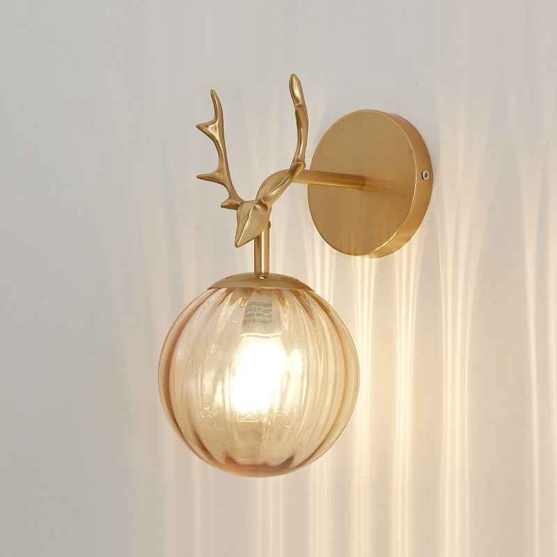 1 Light Spherical Wall Sconce Modern Style Glass Wall Lighting for Bedroom