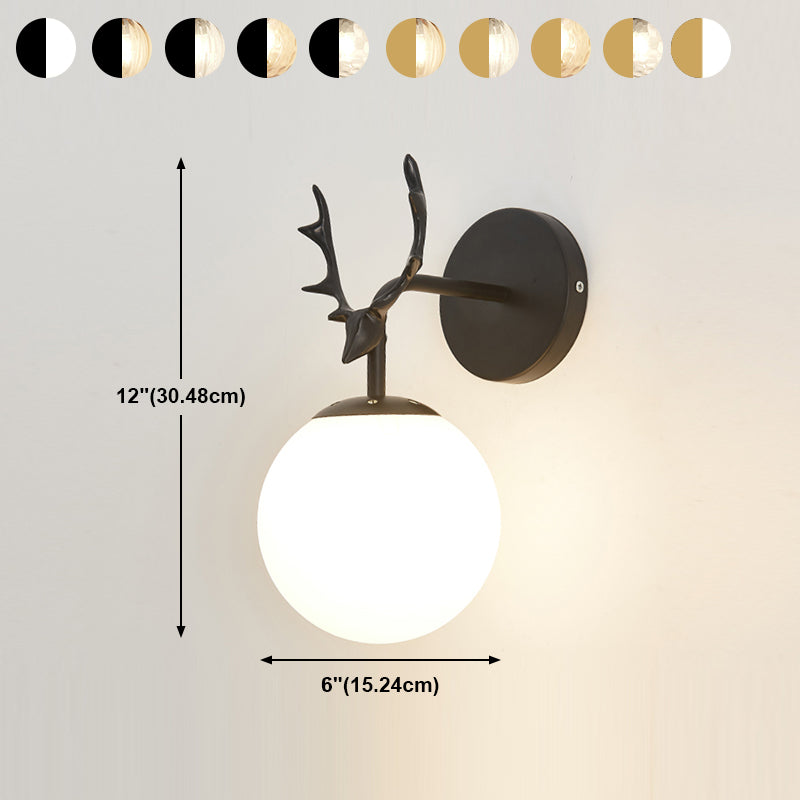1 Light Spherical Wall Sconce Modern Style Glass Wall Lighting for Bedroom