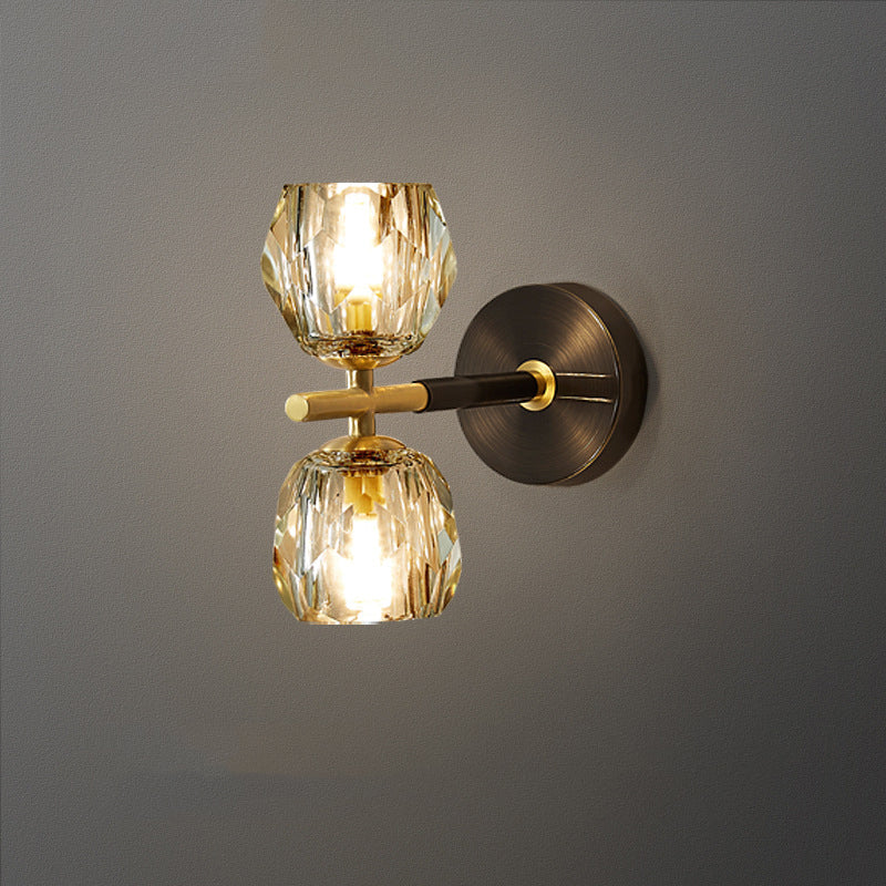 Brass Geometric Wall Lamp Postmodern Metal Sconce Light for Bedroom
