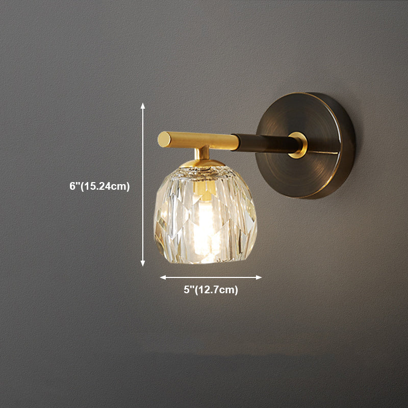Brass Geometric Wall Lamp Postmodern Metal Sconce Light for Bedroom