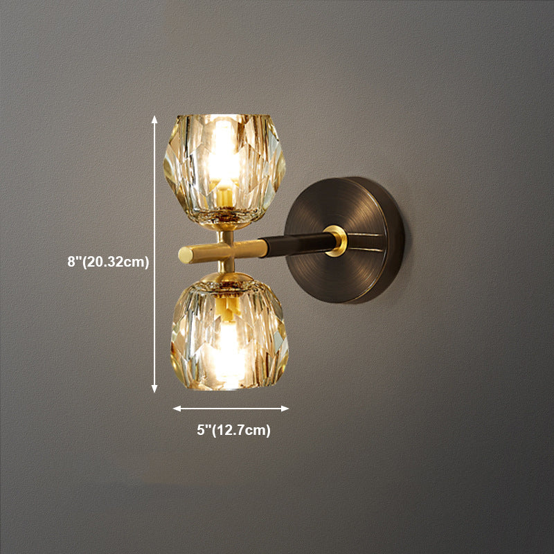 Brass Geometric Wall Lamp Postmodern Metal Sconce Light for Bedroom