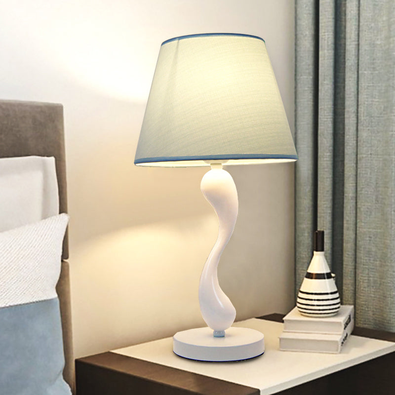 Cone Shape Bedroom Table Lamp Fabric Minimalist-Style Night Table Lamp