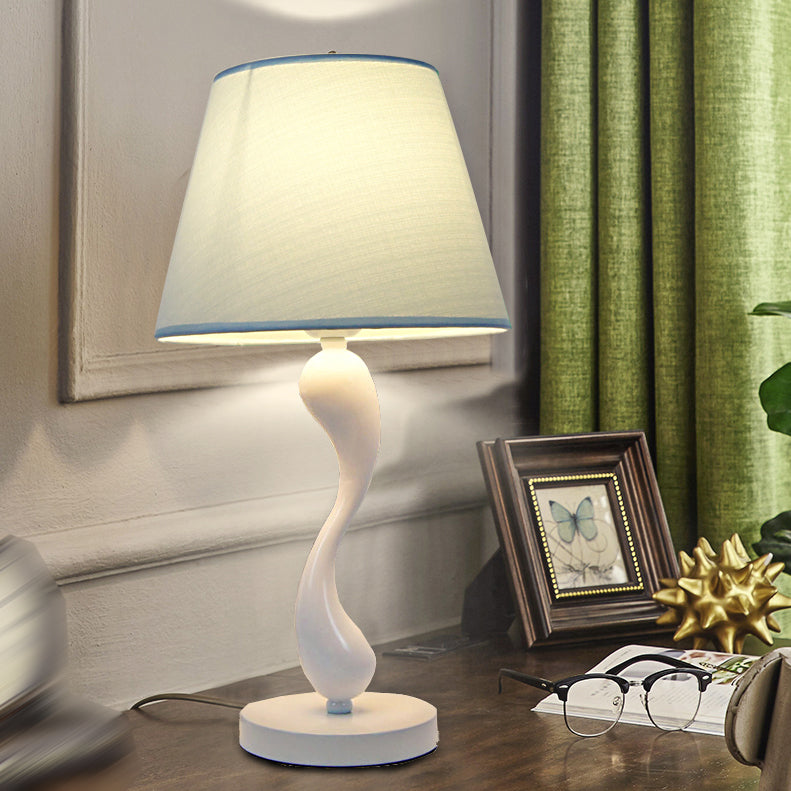 Cone Shape Bedroom Table Lamp Fabric Minimalist-Style Night Table Lamp