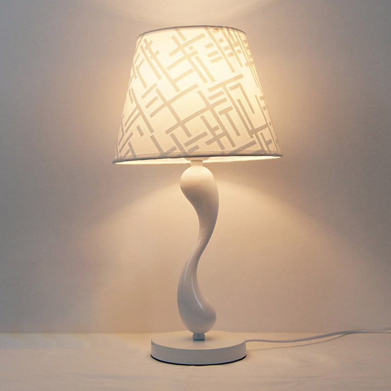 Cone Shape Bedroom Table Lamp Fabric Minimalist-Style Night Table Lamp