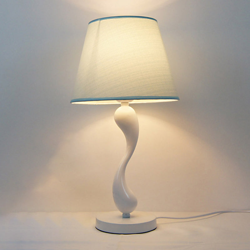 Cone Shape Bedroom Table Lamp Fabric Minimalist-Style Night Table Lamp