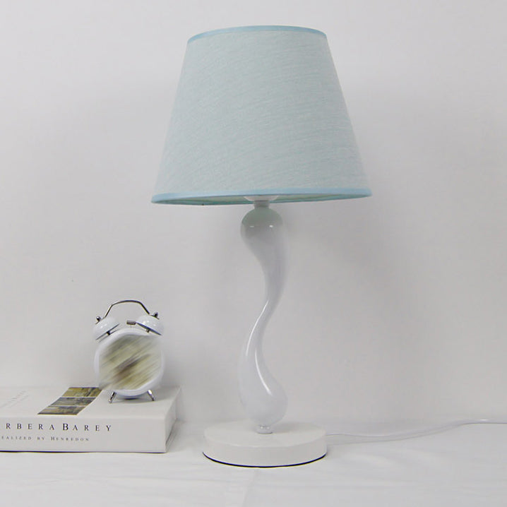 Cone Shape Bedroom Table Lamp Fabric Minimalist-Style Night Table Lamp