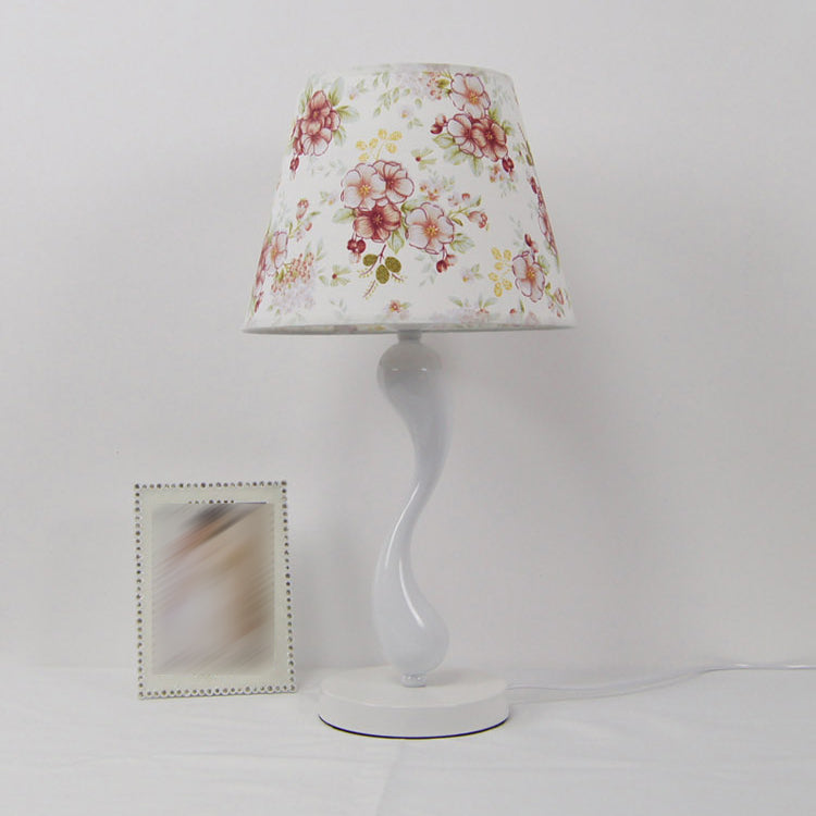 Cone Shape Bedroom Table Lamp Fabric Minimalist-Style Night Table Lamp