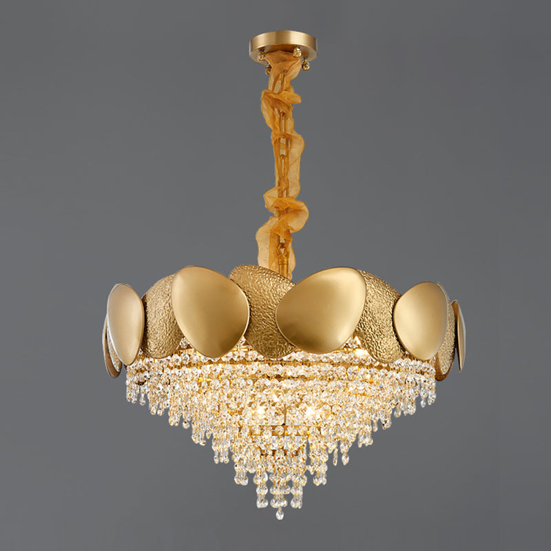 Iluminación de lámpara de lámpara de cono de estilo moderno Luz de colgante de metal transparente