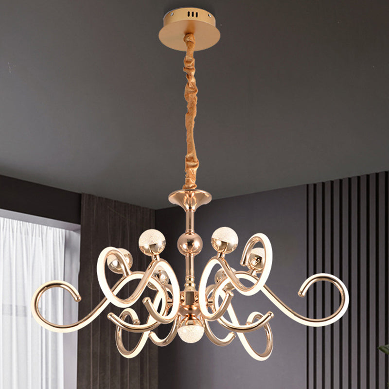 Accesorios de iluminación de lámpara de estilo posmoderno araña colgante de metal en oro