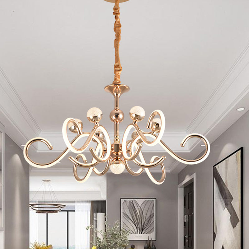 Accesorios de iluminación de lámpara de estilo posmoderno araña colgante de metal en oro