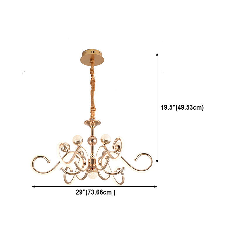 Accesorios de iluminación de lámpara de estilo posmoderno araña colgante de metal en oro