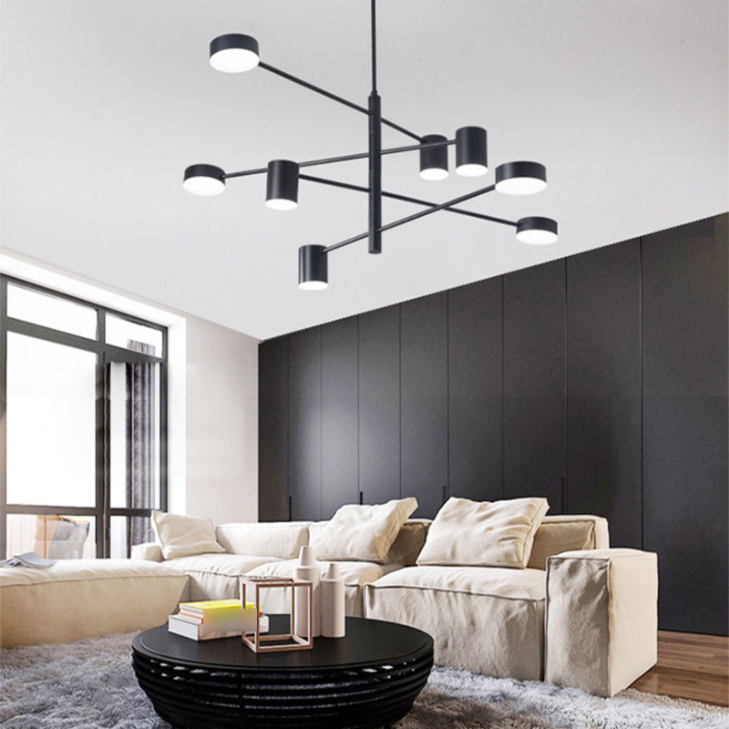 Contemporary Style Cylinder Shape Pendant Chandeliers Metal Hanging Light Fixtures