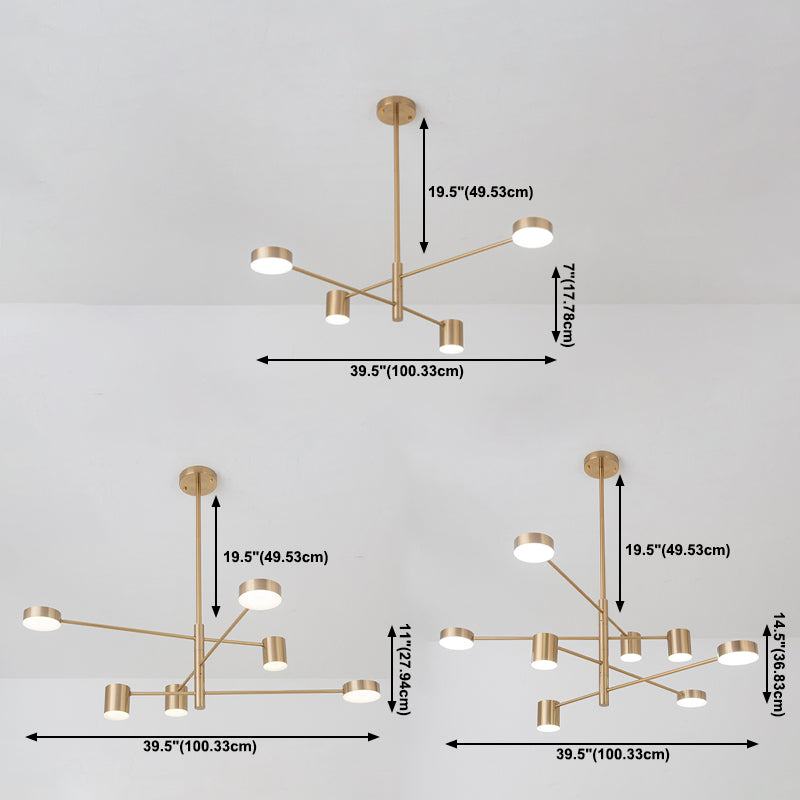 Contemporary Style Cylinder Shape Pendant Chandeliers Metal Hanging Light Fixtures