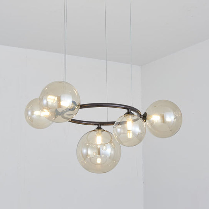 Blown Glass Globe Chandelier Modern Stylish Dining Room Hanging Light