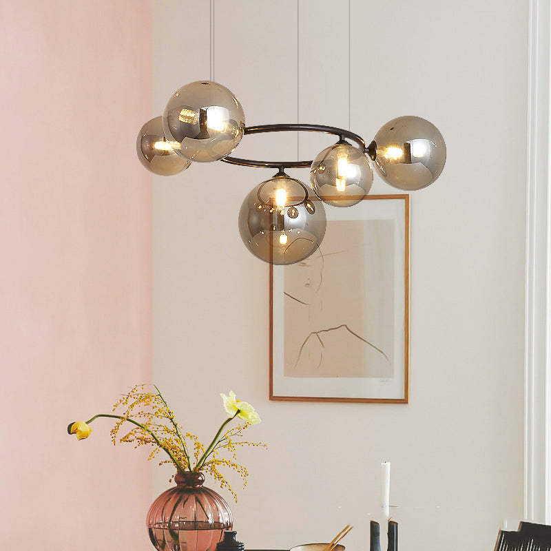 Blown Glass Globe Chandelier Modern Stylish Dining Room Hanging Light