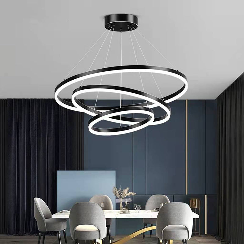 Black Multi-Tier Chandelier Lighting Fixture Modern Chandelier Pendant Light for Bedroom