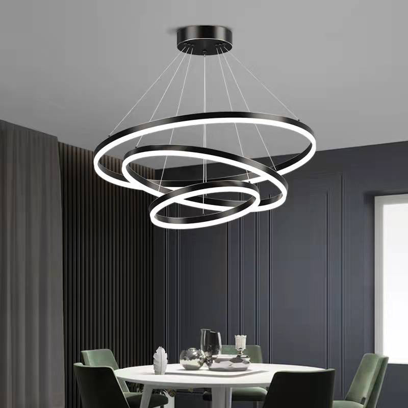 Black Multi-Tier Chandelier Lighting Fixture Modern Chandelier Pendant Light for Bedroom