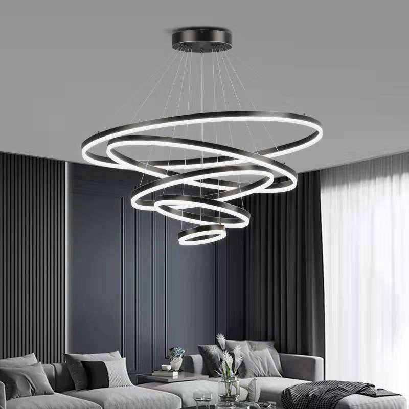 Black Multi-Tier Chandelier Lighting Fixture Modern Chandelier Pendant Light for Bedroom