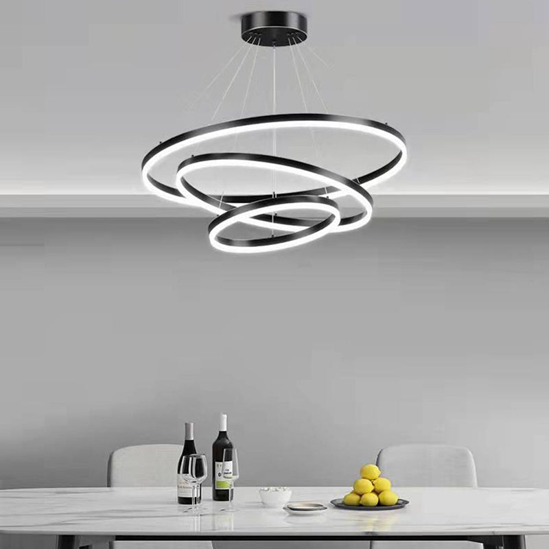 Black Multi-Tier Chandelier Lighting Fixture Modern Chandelier Pendant Light for Bedroom