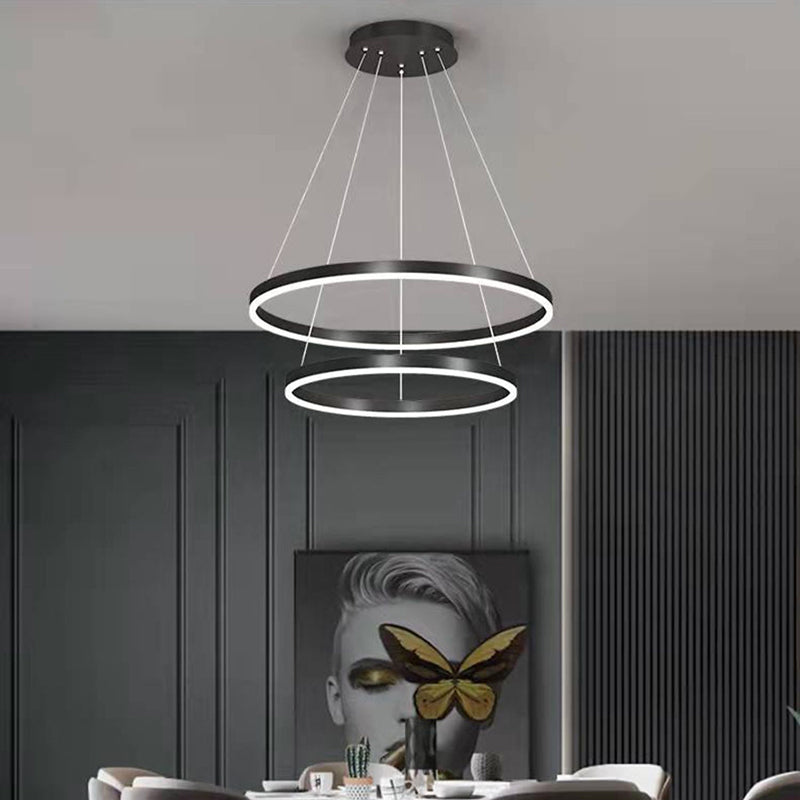 Black Multi-Tier Chandelier Lighting Fixture Modern Chandelier Pendant Light for Bedroom