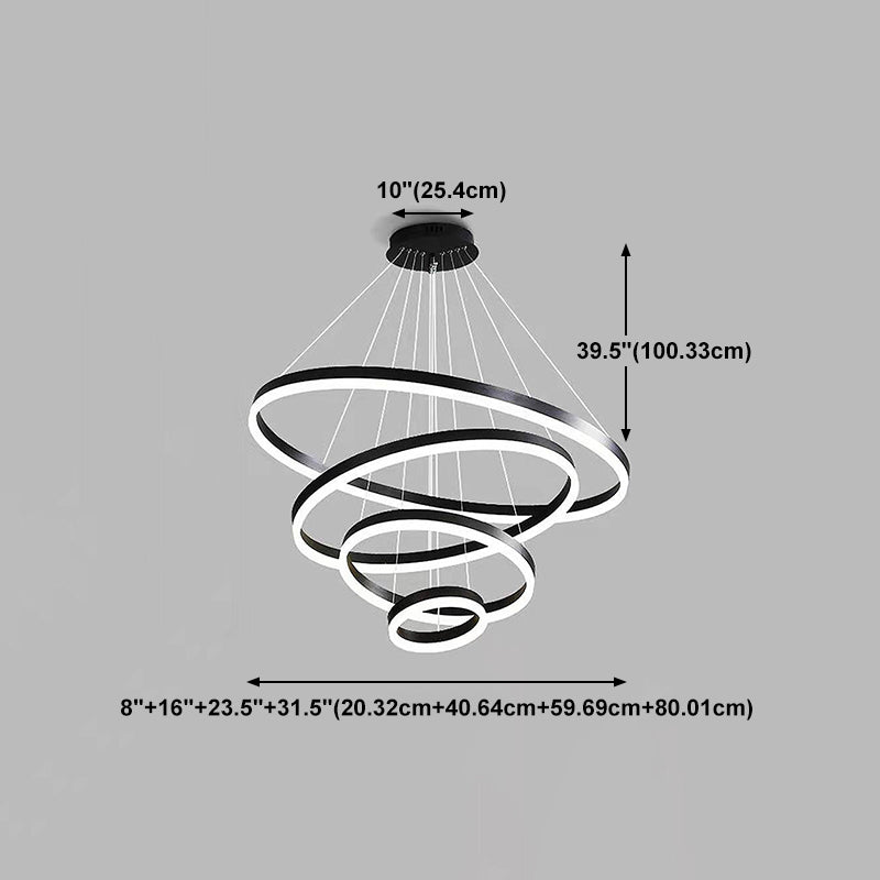 Black Multi-Tier Chandelier Lighting Fixture Modern Chandelier Pendant Light for Bedroom