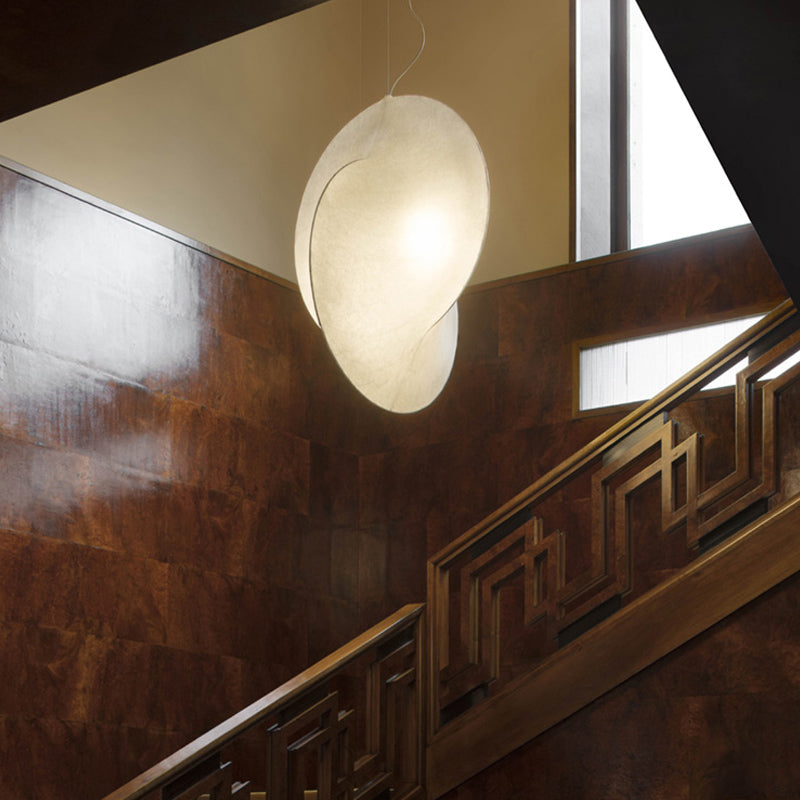 Wit moderne hanglamplichteranatuur 1-licht zijdehanglicht voor trappen