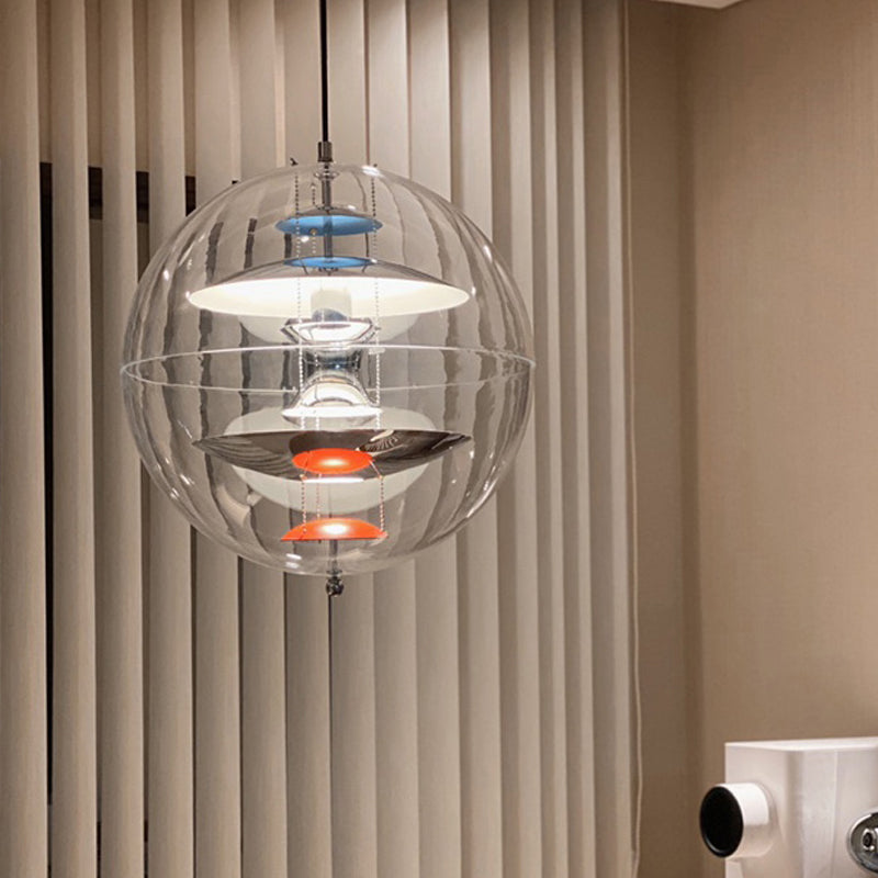 Clear Ball Shade Hanging Light Modern Pendent Lighting Fixture for Drawing Room