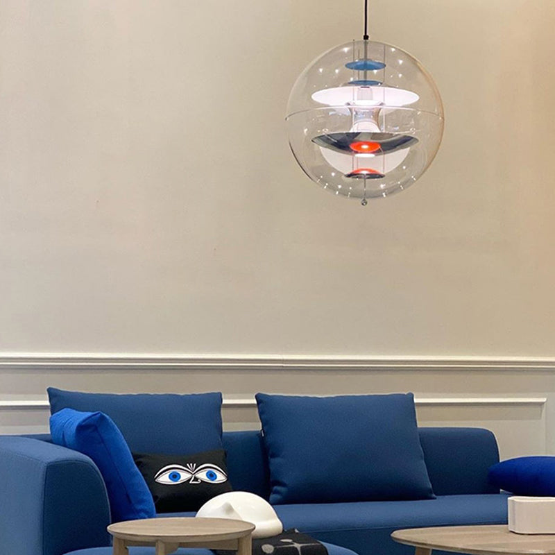 Clear Ball Shade Hanging Light Modern Pendent Lighting Fixture for Drawing Room