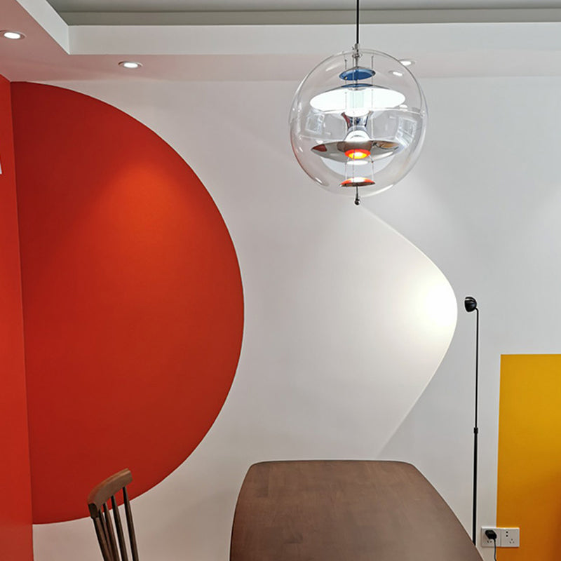 Clear Ball Shade Hanging Light Modern Pendent Lighting Fixture for Drawing Room