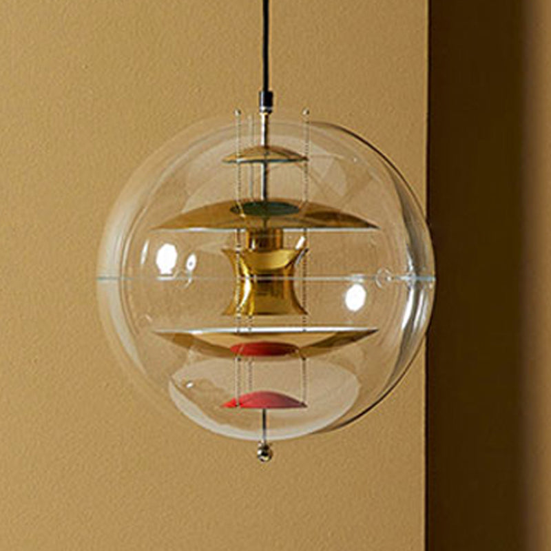 Clear Ball Shade Hanging Light Modern Pendent Lighting Fixture for Drawing Room