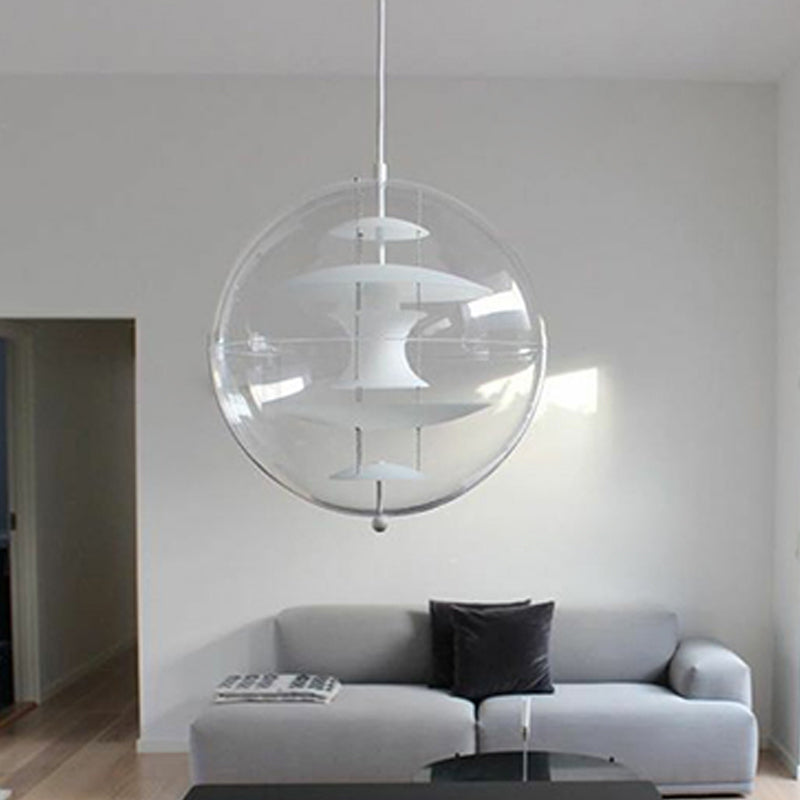 Clear Ball Shade Hanging Light Modern Pendent Lighting Fixture for Drawing Room