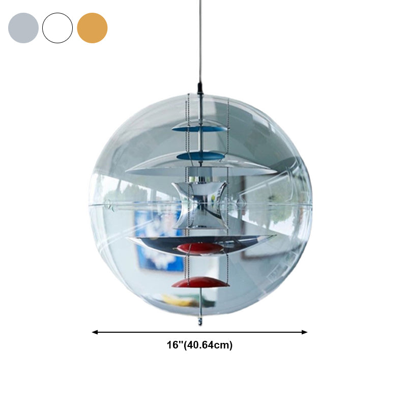 Clear Ball Shade Hanging Light Modern Pendent Lighting Fixture for Drawing Room