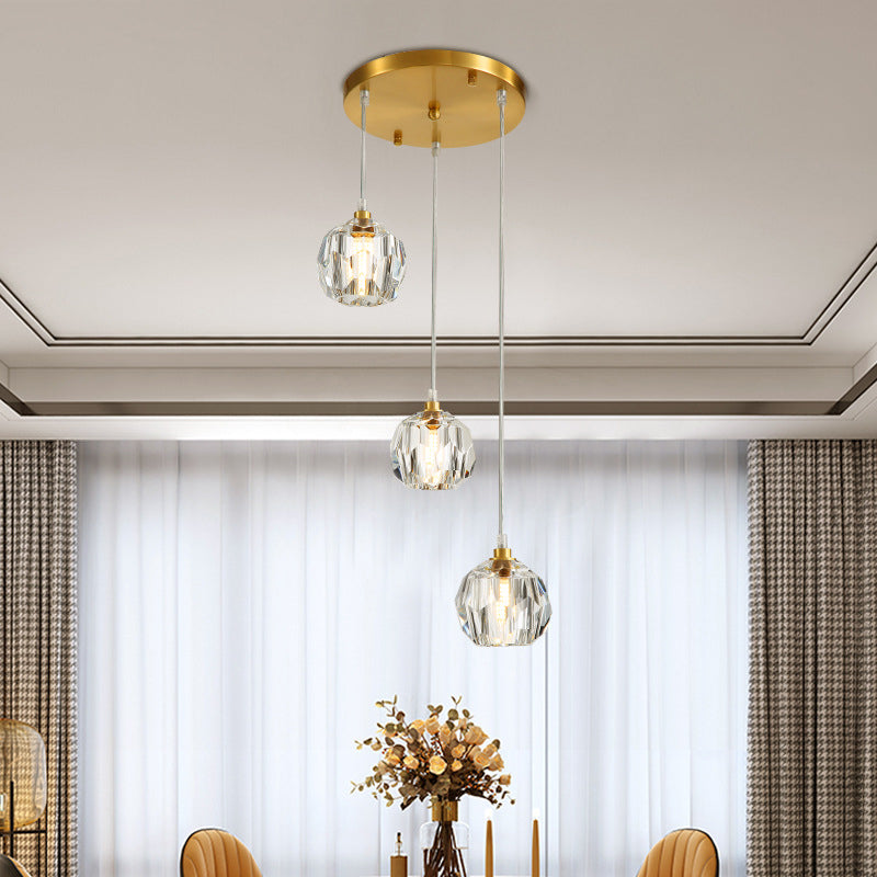 Modern Clear Crystal Shade Hanging Light Household Pendent Lighting Fixtures