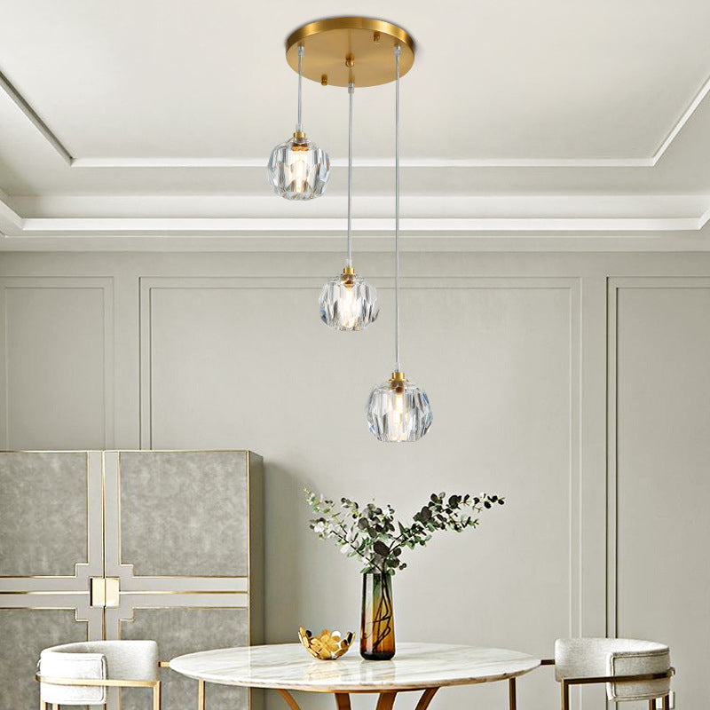 Modern Clear Crystal Shade Hanging Light Household Pendent Lighting Fixtures