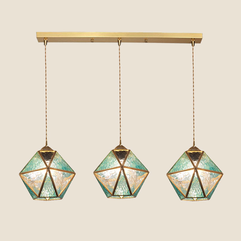 Geometry Shape Hanging Lights Tiffany Style Glass 3 Light Hanging Light Fixtures