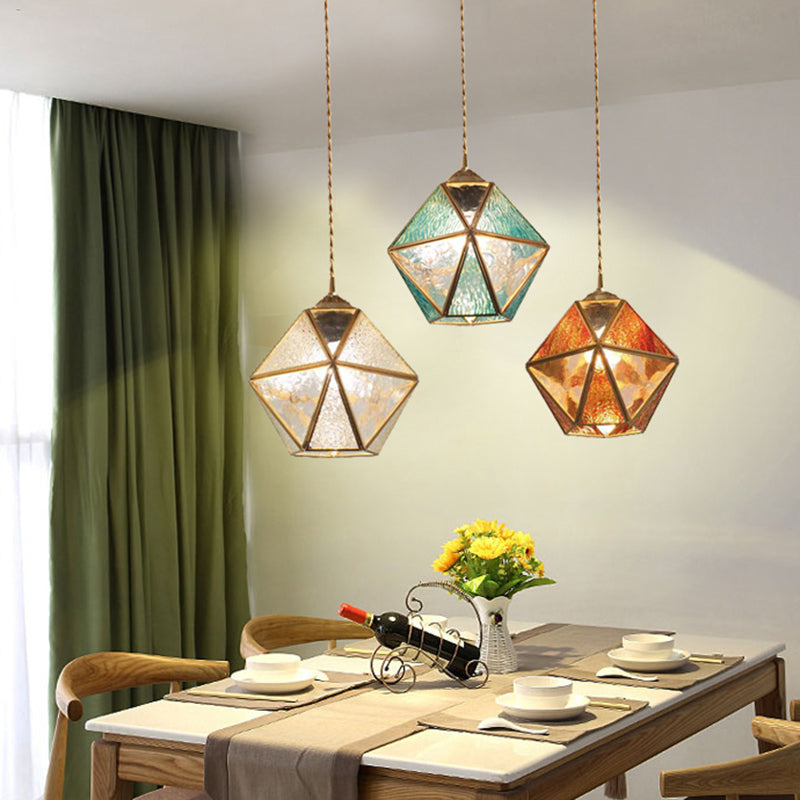 Geometry Shape Hanging Lights Tiffany Style Glass 3 Light Hanging Light Fixtures