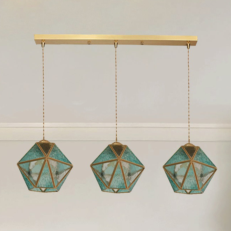 Geometry Shape Hanging Lights Tiffany Style Glass 3 Light Hanging Light Fixtures