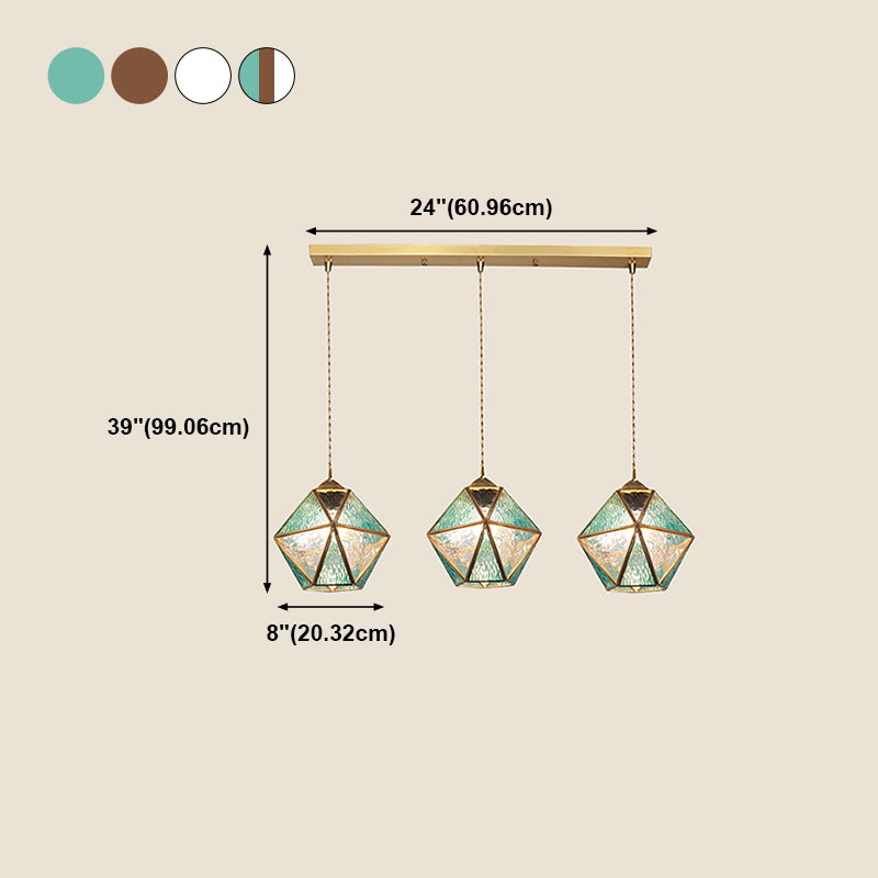 Geometry Shape Hanging Lights Tiffany Style Glass 3 Light Hanging Light Fixtures