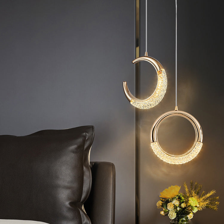 Modern Style Geometry Shape Hanging Light Metal 1 Light Hanging Light Fixture in Gold