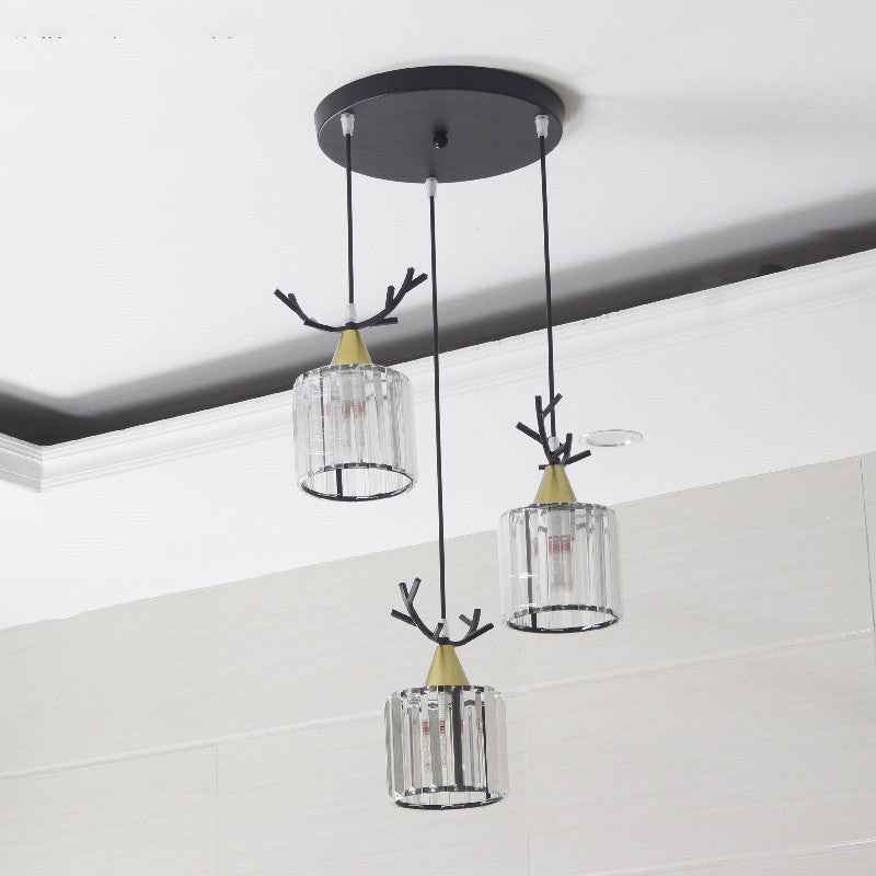 Cylinder Shape Hanging Lights Modern Style Crystal Hanging Light Fixtures