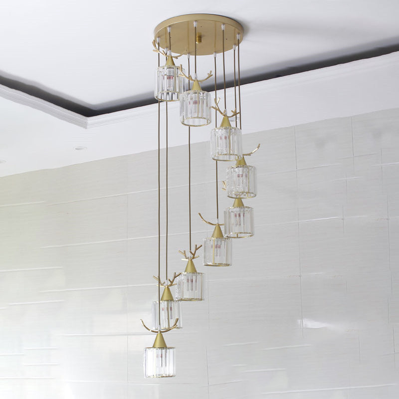 Cylinder Shape Hanging Lights Modern Style Crystal Hanging Light Fixtures