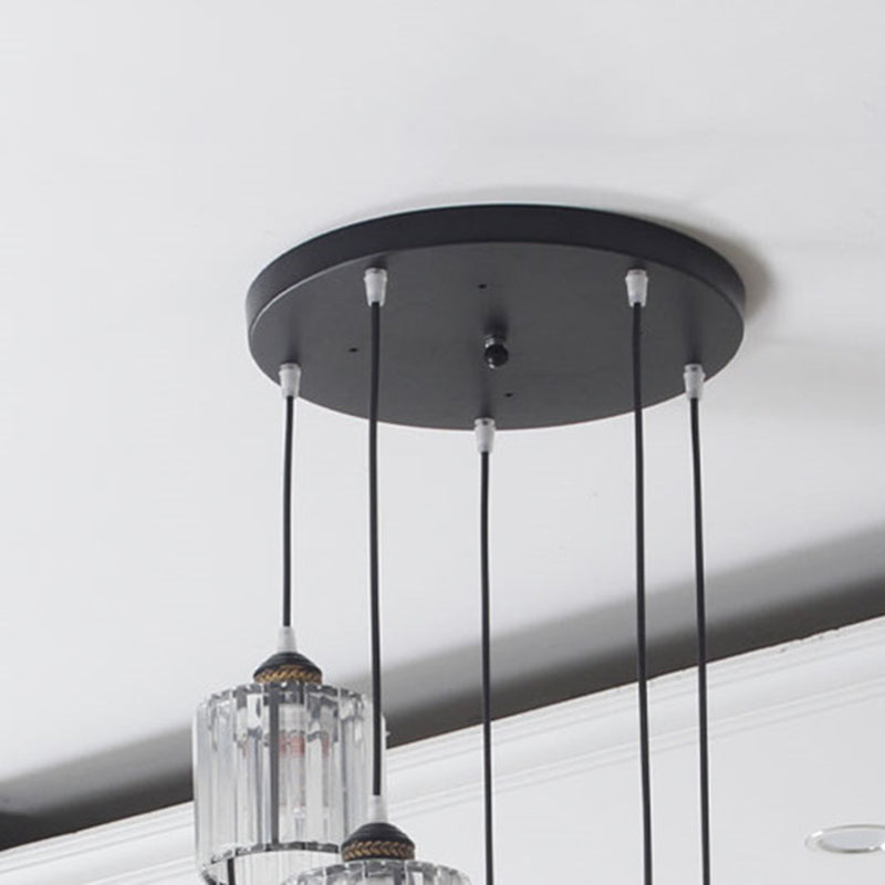Cylinder Shape Hanging Lights Modern Style Crystal Hanging Light Fixtures
