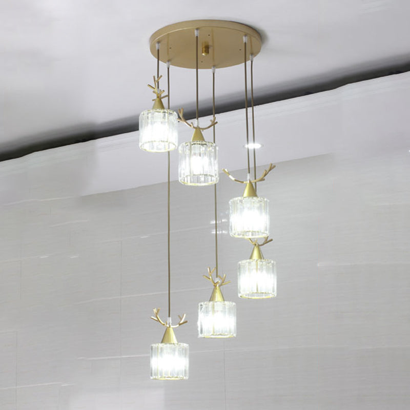 Cylinder Shape Hanging Lights Modern Style Crystal Hanging Light Fixtures