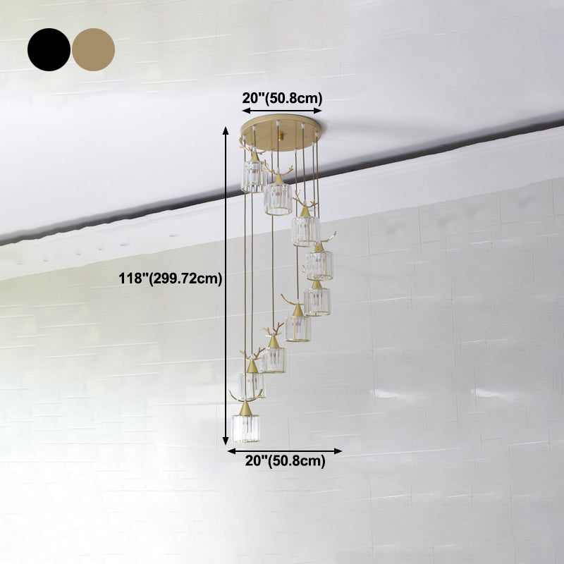 Cylinder Shape Hanging Lights Modern Style Crystal Hanging Light Fixtures