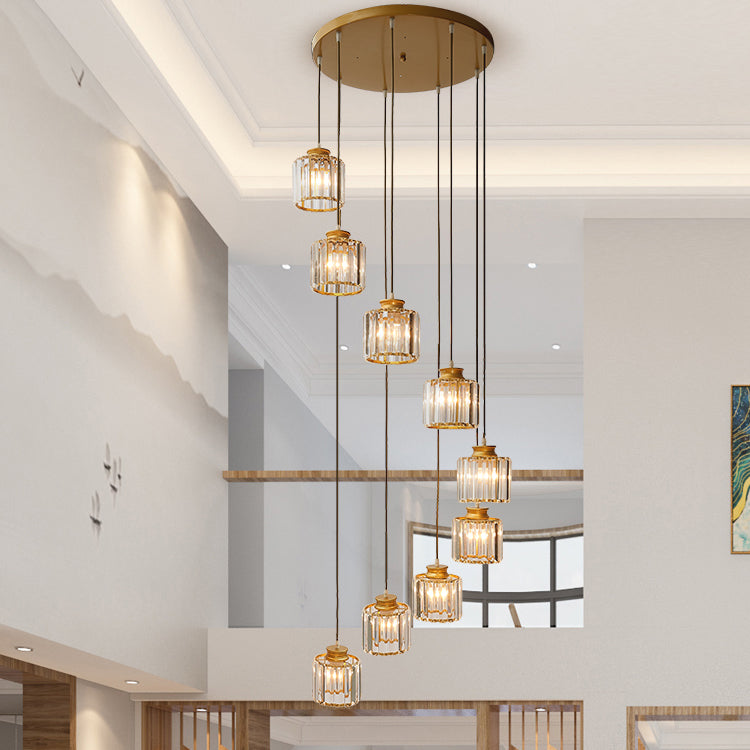 Modern Style Cylinder Shape Hanging Lights Crystal Hanging Light Fixtures