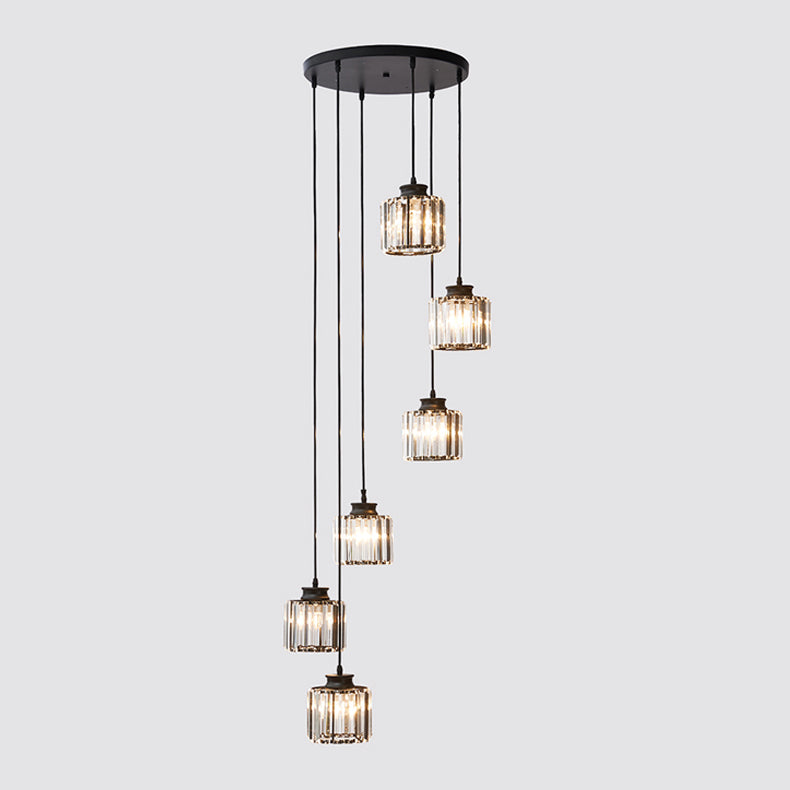 Modern Style Cylinder Shape Hanging Lights Crystal Hanging Light Fixtures