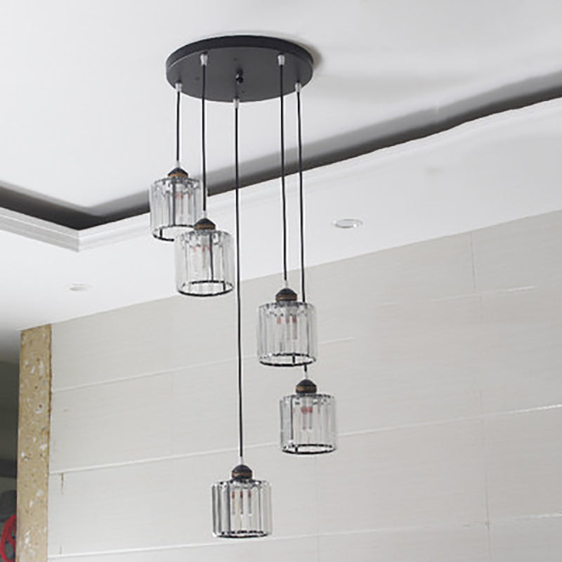 Modern Style Cylinder Shape Hanging Lights Crystal Hanging Light Fixtures