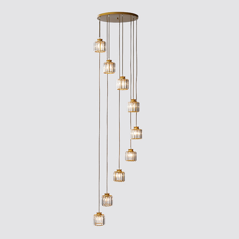 Modern Style Cylinder Shape Hanging Lights Crystal Hanging Light Fixtures