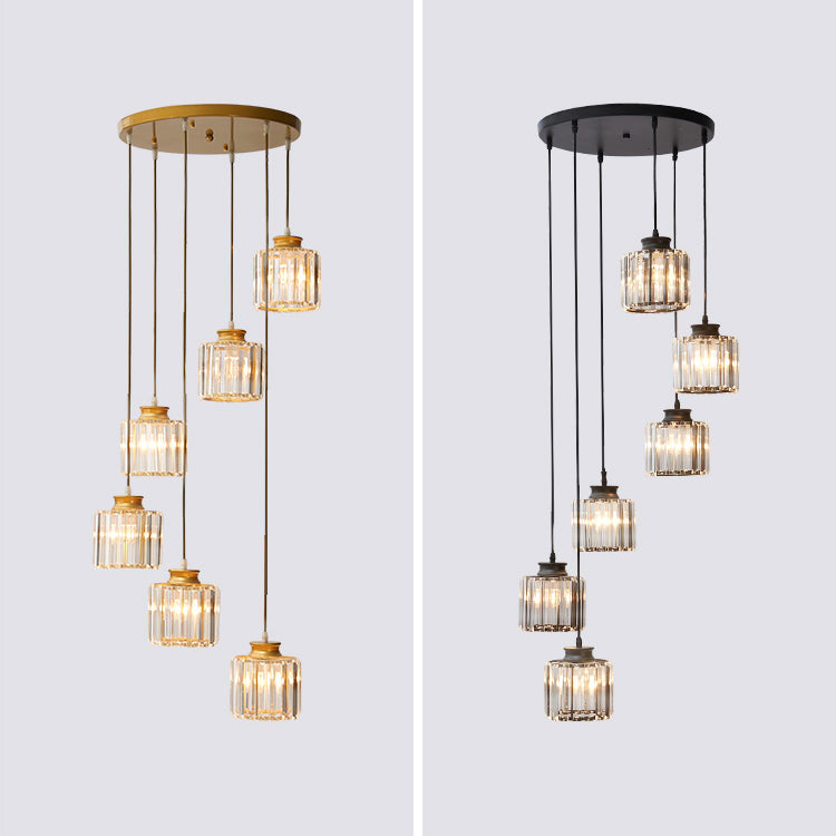 Modern Style Cylinder Shape Hanging Lights Crystal Hanging Light Fixtures